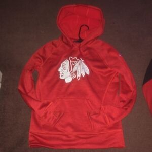 Climawarm Adidas Red Hoodie with  CHICAGO BLACKHAWKS Logo